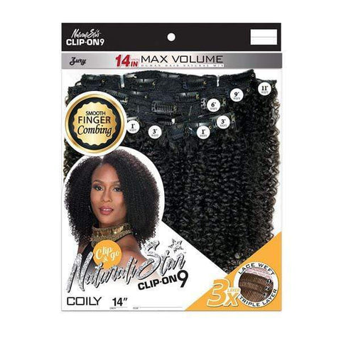 Zury Sis Naturali Star Human Hair Blend Clip On 9 Weave - NAT HB CLIP ON COILY 14" - Clearance - SoGoodBB.com