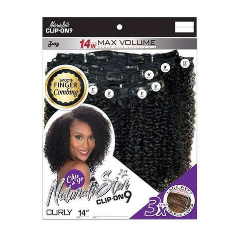 Zury Sis Naturali Star Human Hair Blend Clip On 9 Weave - NAT HB CLIP ON CURLY 14" - Clearance - SoGoodBB.com